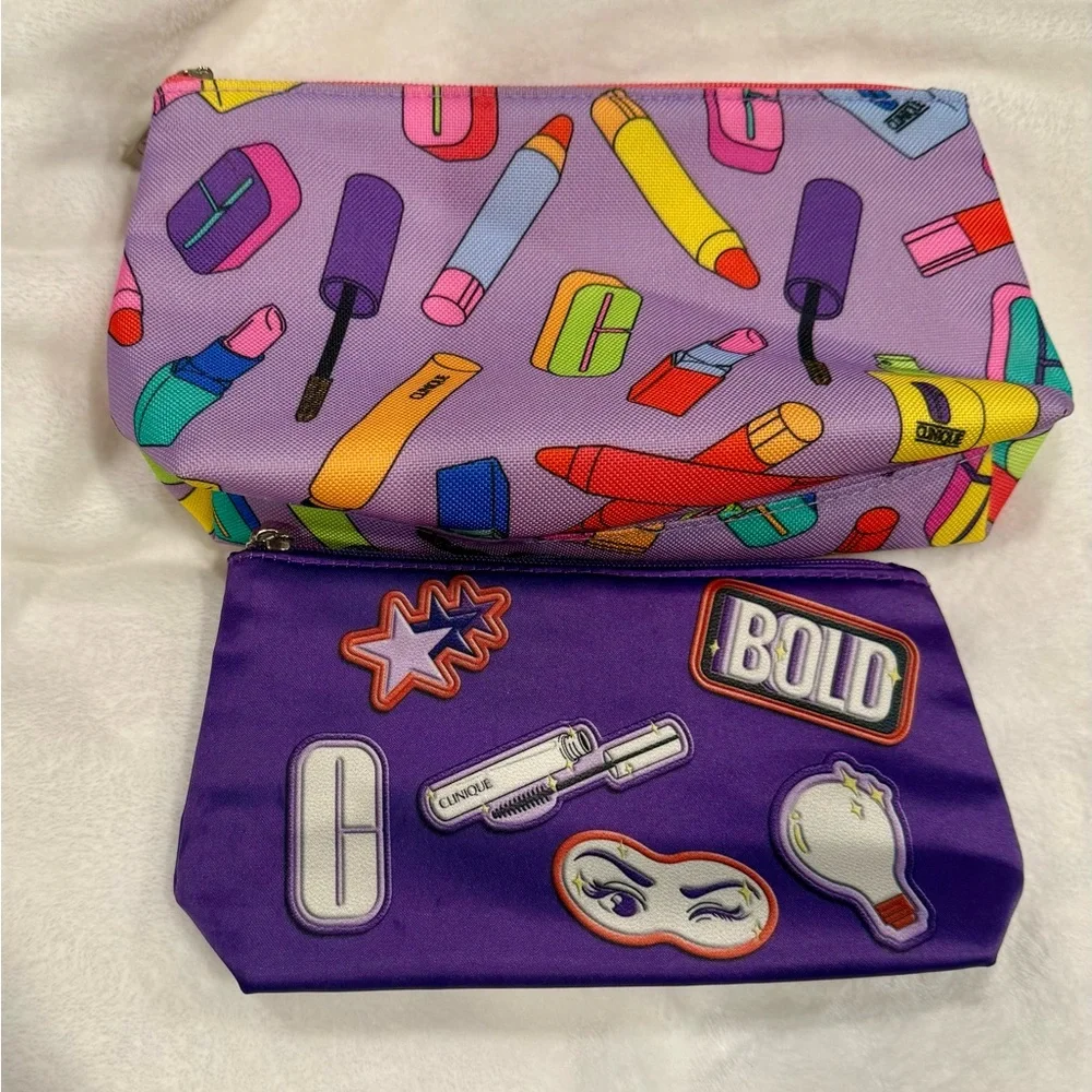Clinique Purple Pop Art Makeup & Cosmetics Bag Set